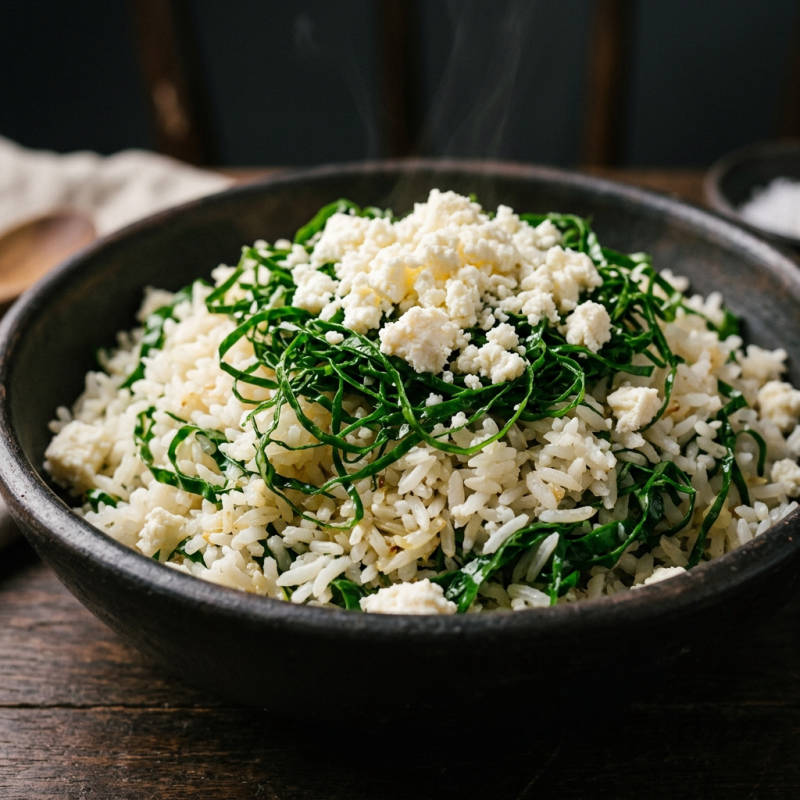 Arroz de couve com queijo minas