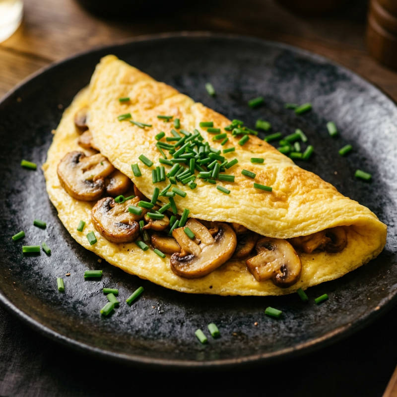 Omelete de champignon com cebolinha