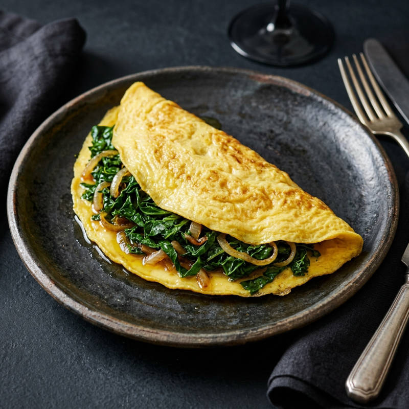 Omelete de couve e cebola