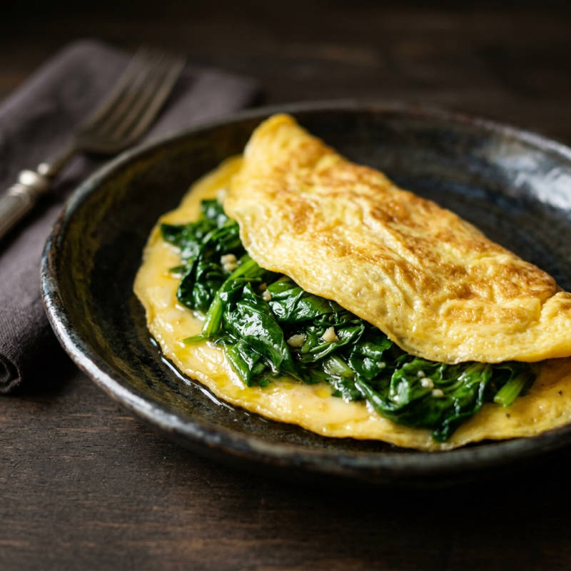 Omelete de escarola com alho
