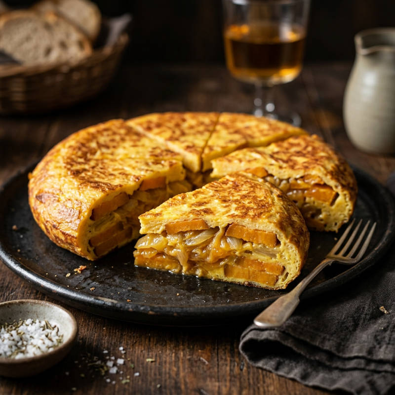 Tortilha de batata-doce e cebola