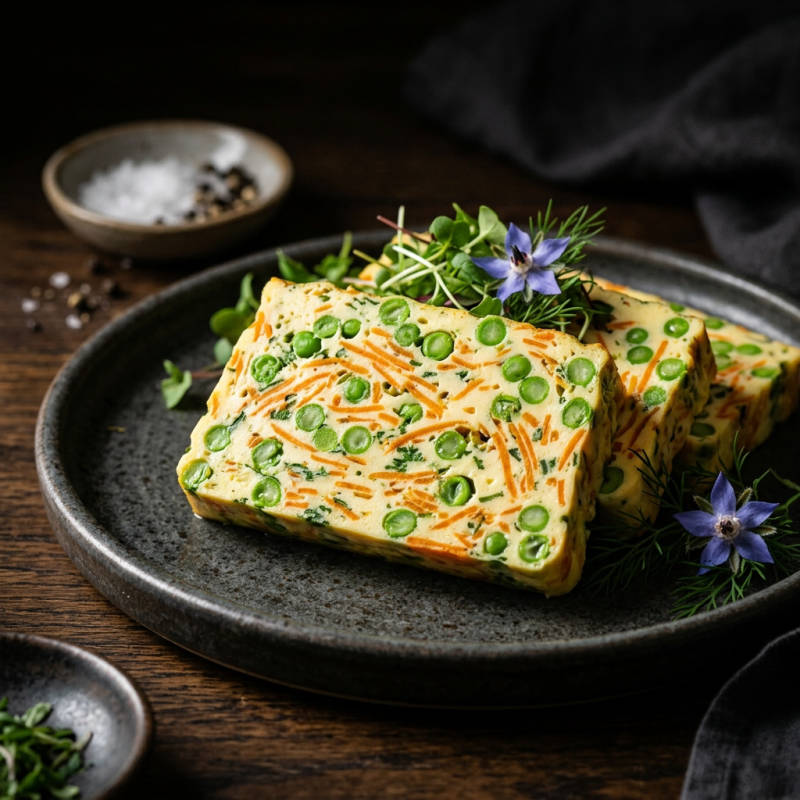 Terrine fria de ovo com cenoura e ervilha