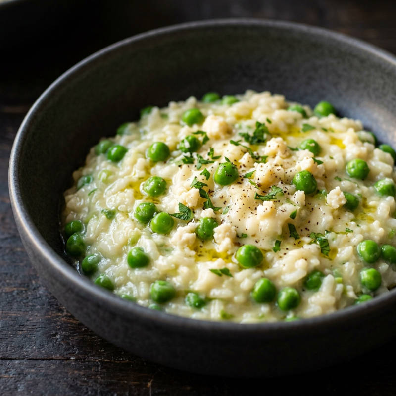 Risoto de queijo minas com ervilha