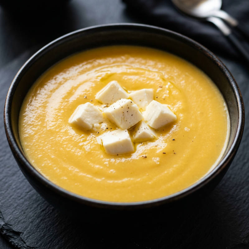 Creme de mandioquinha com queijo frescal