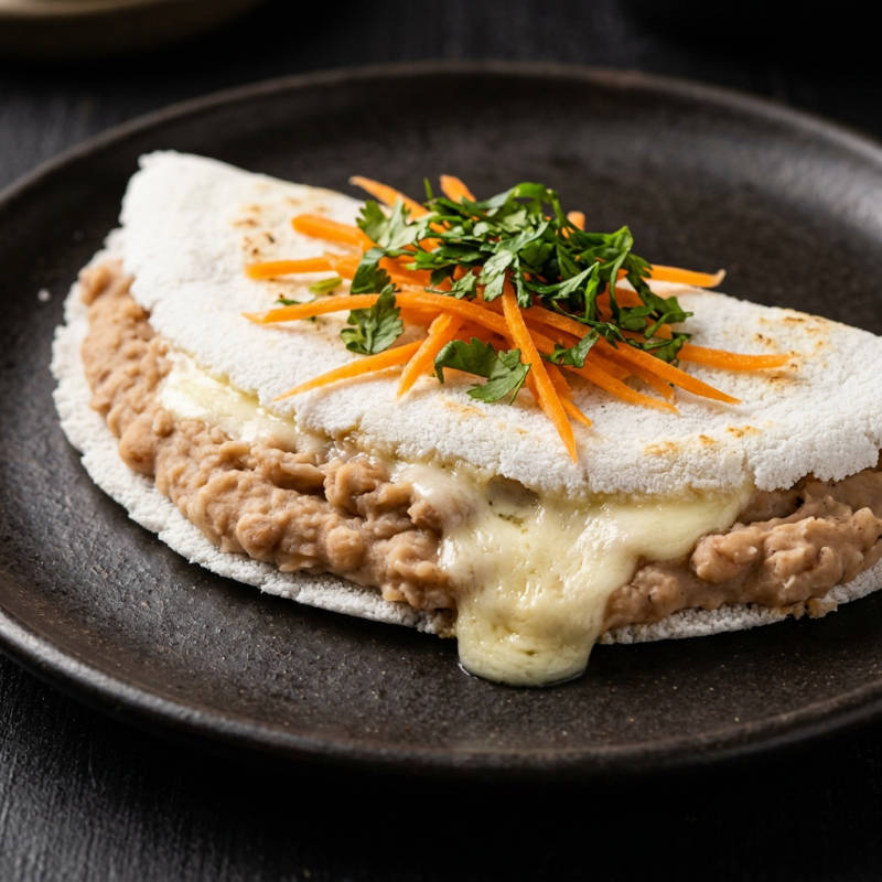 Tapioca de feijão amassado com queijo