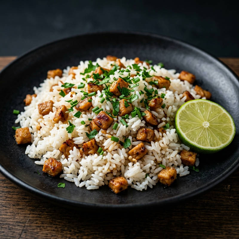 Arroz com soja refogada e limão